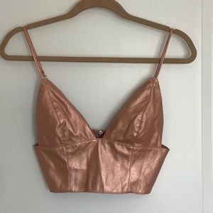 Forever 21 Rose Gold/Peach Faux Leather Crop Top